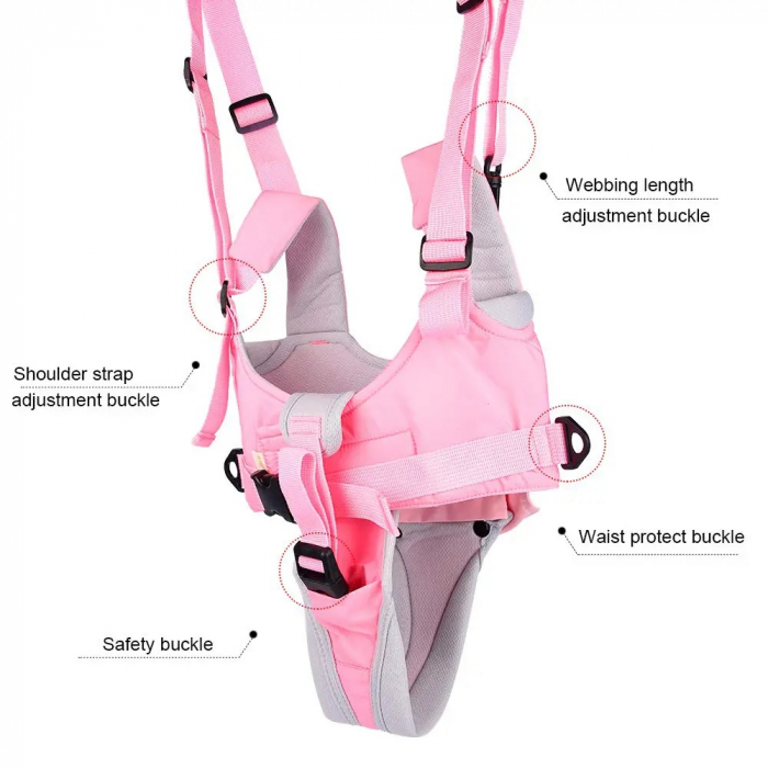 Ham bebe cu suport tip chilot detasabil, premergator, asistare mers, bumbac, roz [5]