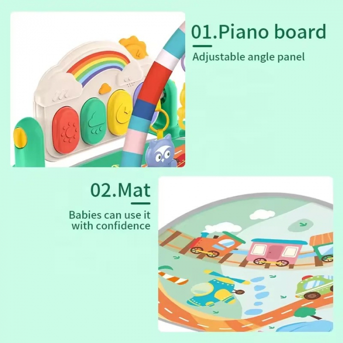 Saltea activitati bebe, Baby Piano Fitness Rack, verde [3]