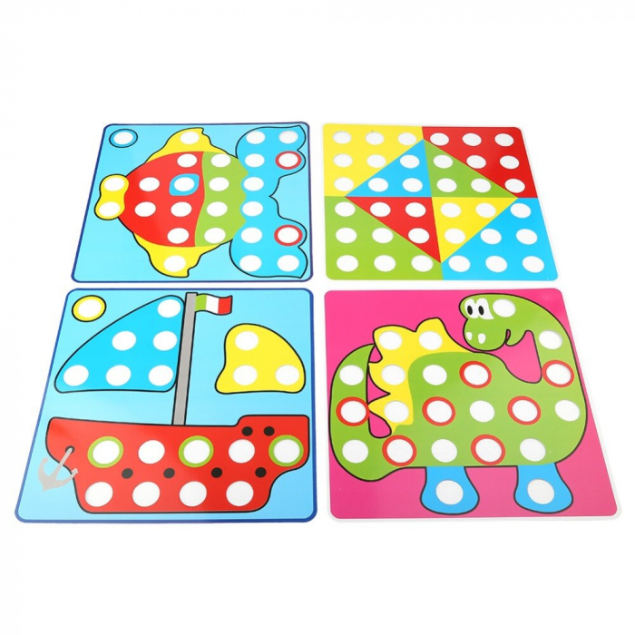 Joc creativ mozaic Genius Art, 24 cartonase, 50 de butoni, Toyska [2]