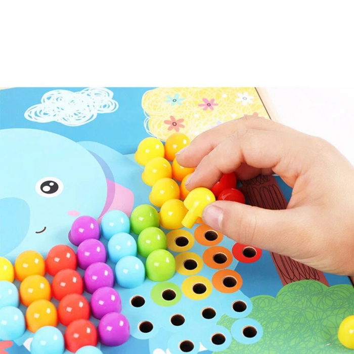 Joc de creatie tip mozaic pixel din lemn cu pini peg, multicolor, 200 piese [2]