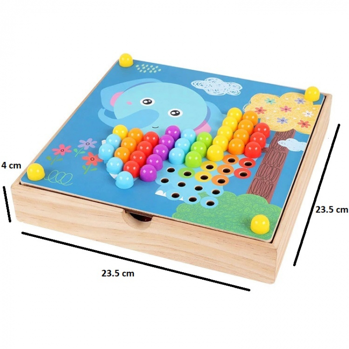 Joc de creatie tip mozaic pixel din lemn cu pini peg, multicolor, 200 piese [9]