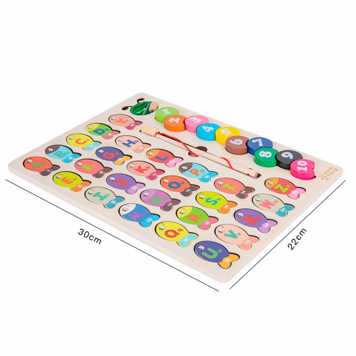 Joc de pescuit magnetic din lemn 3 in 1 Omida, snuruit, puzzle incastru, 39 piese, multicolor [7]