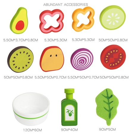 Joc de rol din lemn, Salata de fructe feliate sau legume taiate, 21 piese, multicolor [7]