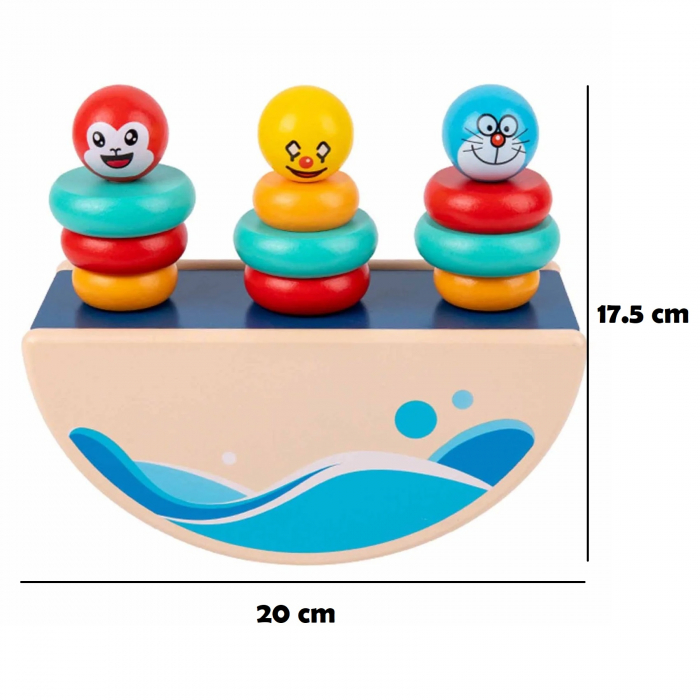 Joc din lemn de Echilibru si Stivuire cu 3 Turnuri Curcubeu, multicolor [5]