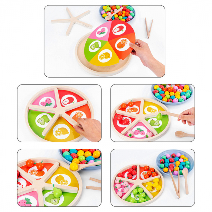 Joc Educational Montessori Clasificare Fructe si Culori, 78 Piese, multicolor [3]
