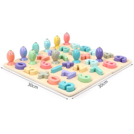 Puzzle 3D lemn Cifre si joc pescuit 2 in 1 [8]