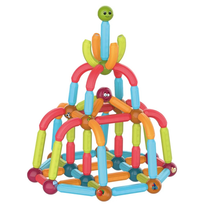 Joc educativ constructii magnetice Magnetic Sticks cu animale, 102 piese, multicolor [1]