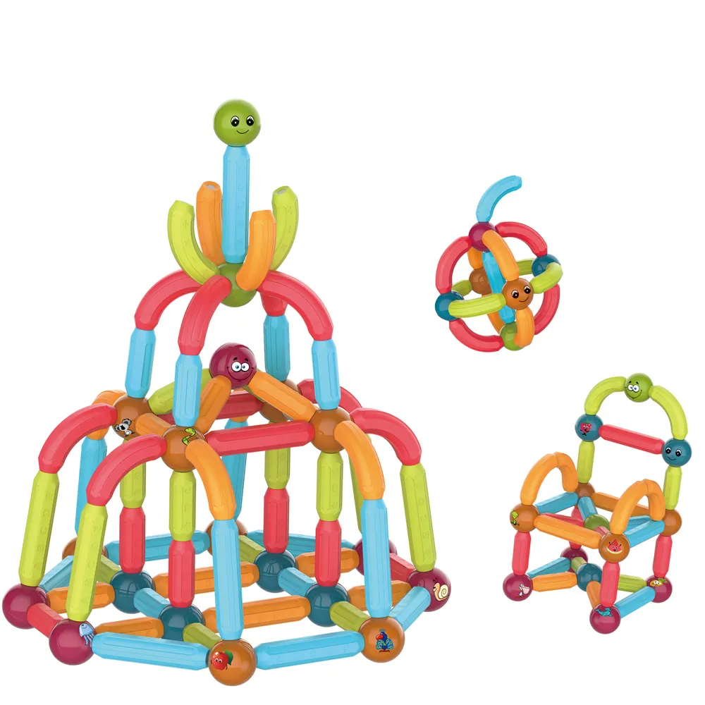 Joc educativ constructii magnetice Magnetic Sticks cu animale, 102 piese, multicolor [3]