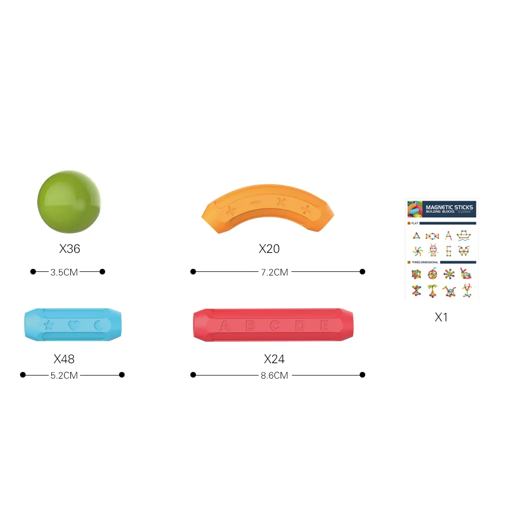 Joc educativ constructii magnetice Magnetic Sticks cu animale, 128 piese, multicolor [6]