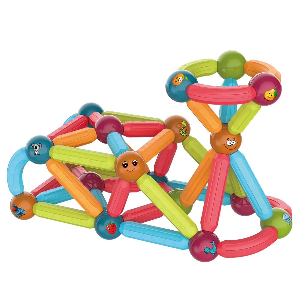 Joc educativ constructii magnetice Magnetic Sticks cu animale, 76 piese, multicolor [1]