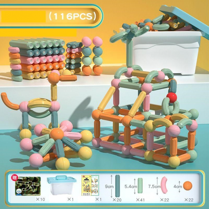 Joc educativ constructii magnetice Sticks Building, 116 piese, multicolor [2]