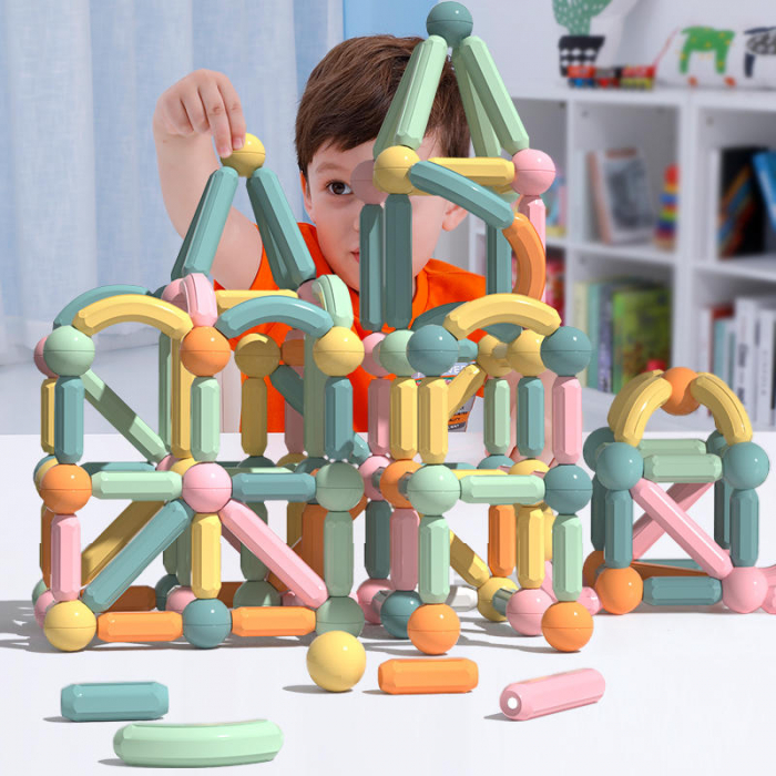 Joc educativ constructii magnetice Sticks Building, 143 piese, multicolor [2]