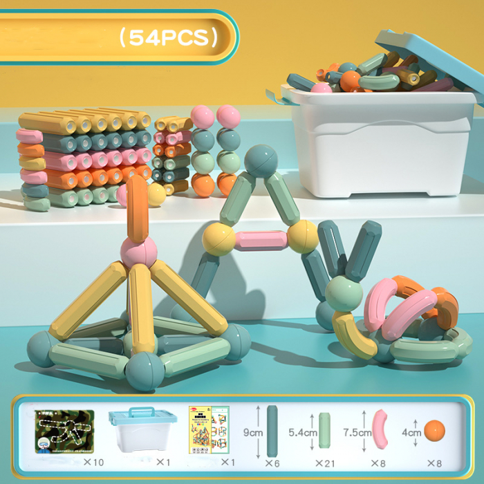 Joc educativ constructii magnetice Sticks Building, 54 piese, multicolor [4]