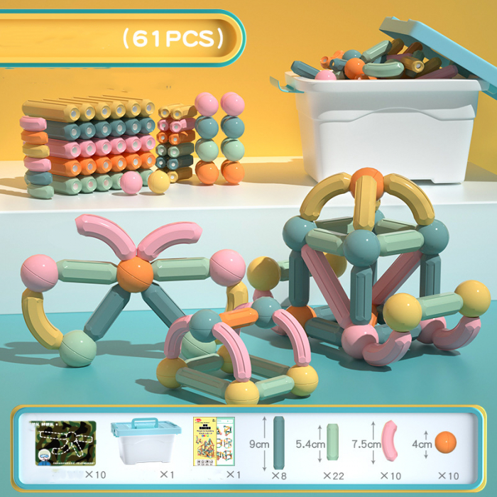 Joc educativ constructii magnetice Sticks Building, 61 piese, multicolor [5]