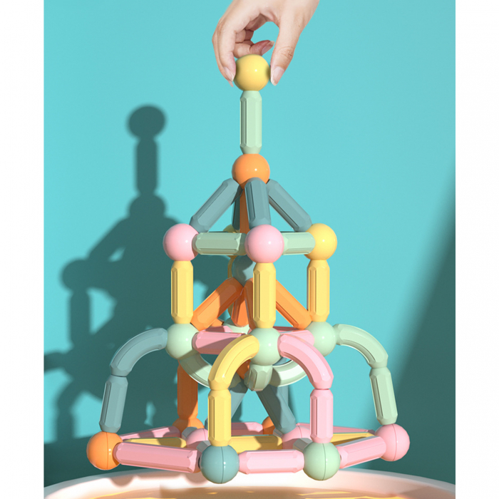 Joc educativ constructii magnetice Sticks Building, 78 piese, multicolor [5]