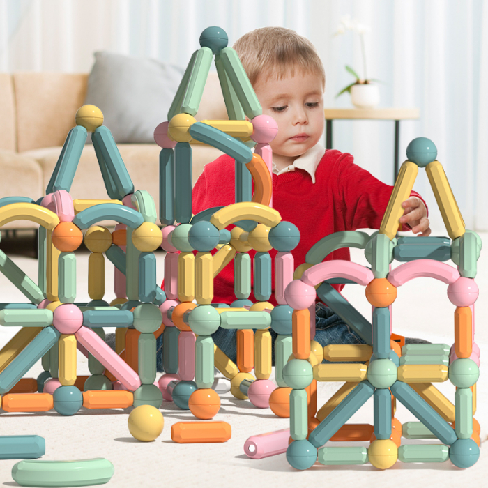 Joc educativ constructii magnetice Sticks Building, 95 piese, multicolor [5]