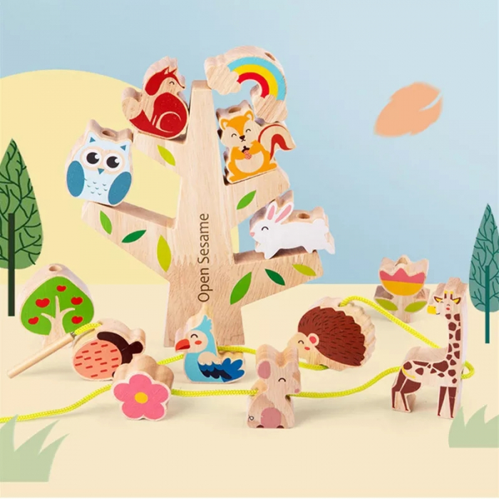 Joc educativ Copacul cu animalute 2 in 1, snuruit si echilibru, multicolor [2]