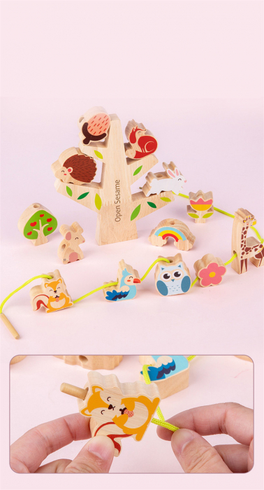 Joc educativ Copacul cu animalute 2 in 1, snuruit si echilibru, multicolor [6]