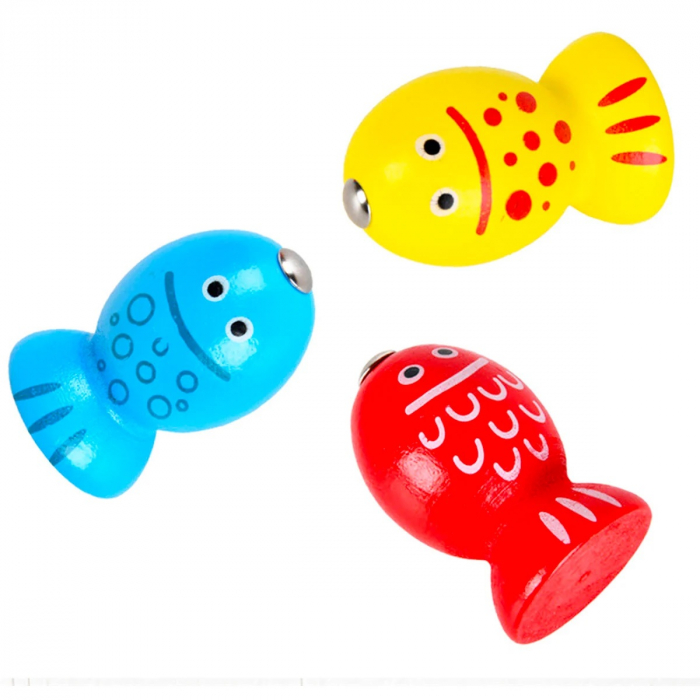Joc educativ de pescuit magnetic din lemn Broscuta Vesela, multicolor [5]