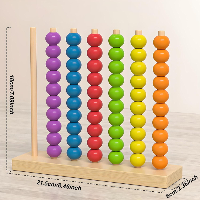 Joc Educativ de sortare și stivuire din lemn după culoare, multicolor [5]
