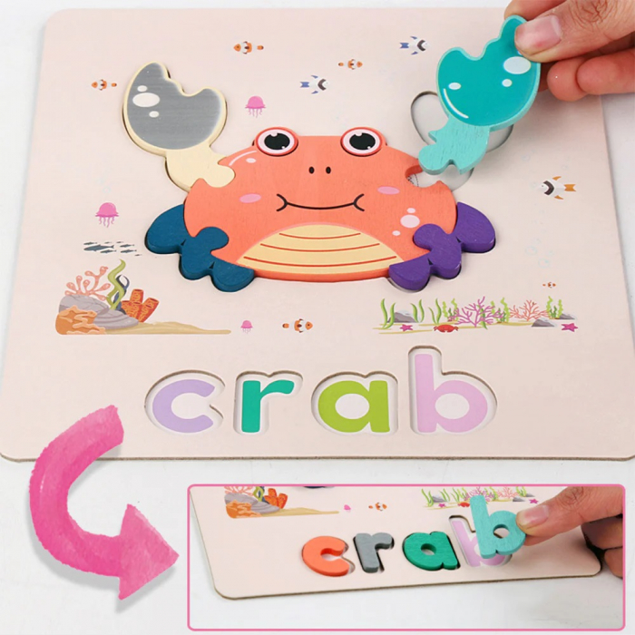 Joc educativ din lemn Asociere Cuvinte cu Imagini, multicolor [2]