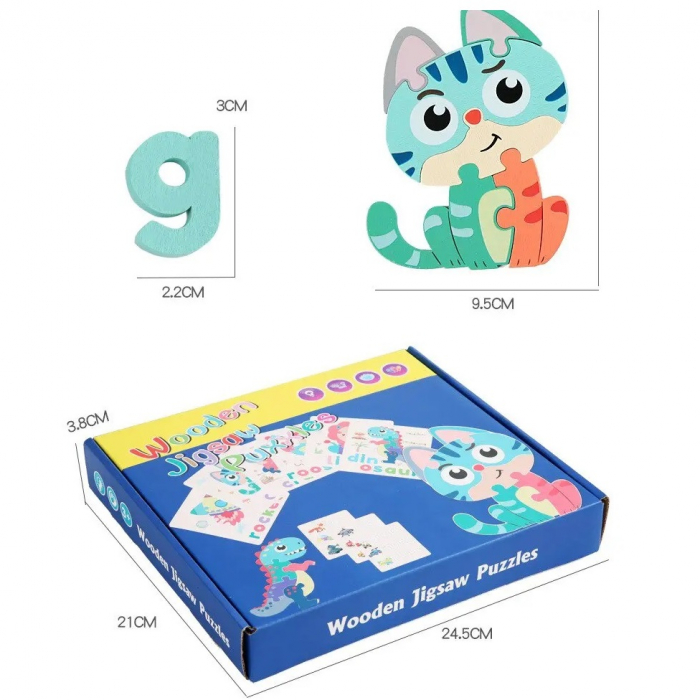 Joc educativ din lemn Asociere Cuvinte cu Imagini, multicolor [6]