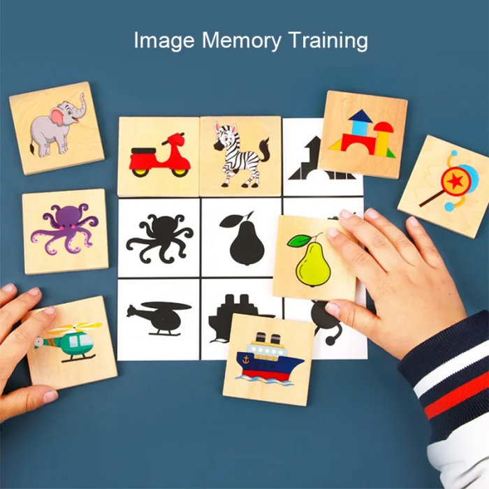 Joc educativ din lemn cu asocieri de umbre si imagini Find the Shadow, multicolor [2]