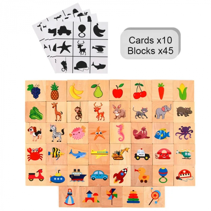 Joc educativ din lemn cu asocieri de umbre si imagini Find the Shadow, multicolor [3]