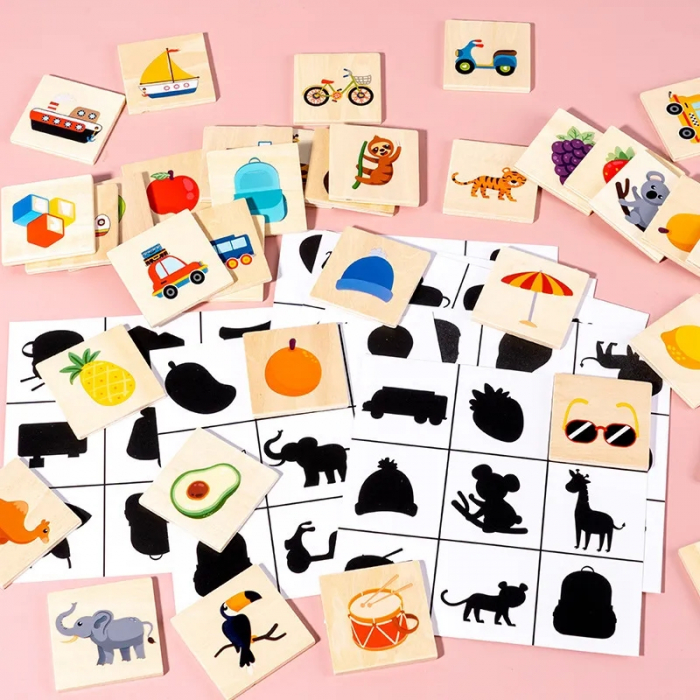 Joc educativ din lemn cu asocieri de umbre si imagini Find the Shadow, multicolor [4]