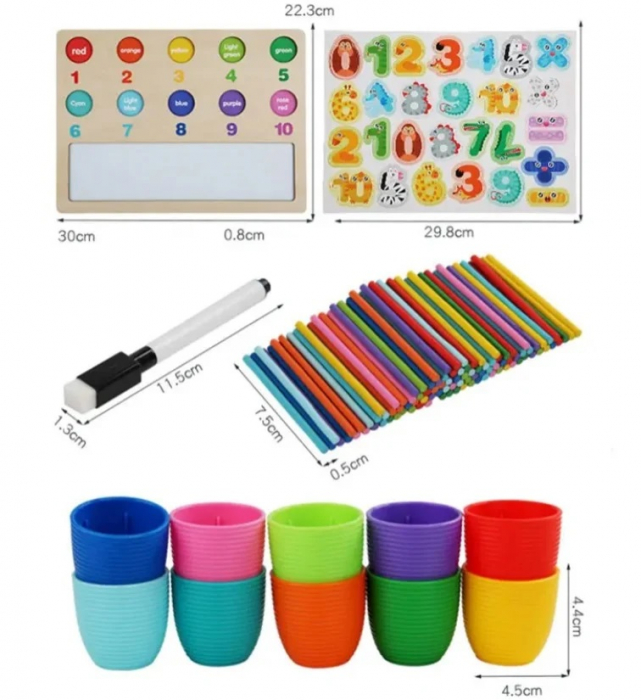 Joc educativ din lemn Matematic de Numarare si Clasifcarea Culorilor, multicolor [9]