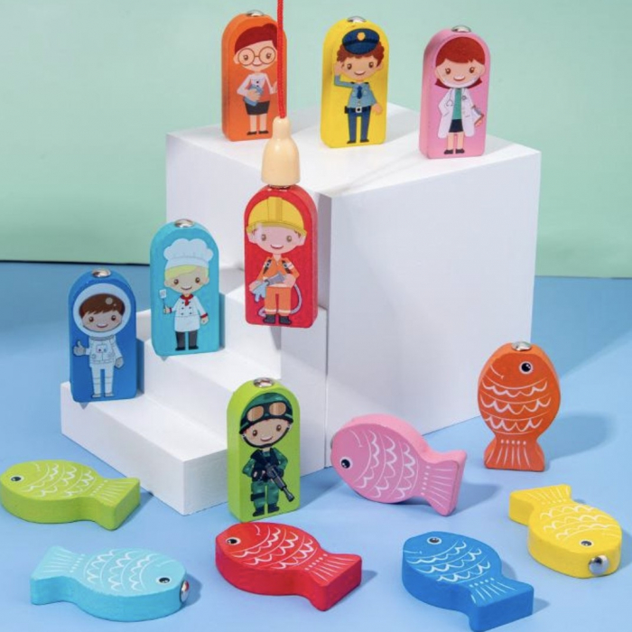 Joc educativ logaritmic Montessori din lemn in limba Romana 7 in 1, multicolor [9]