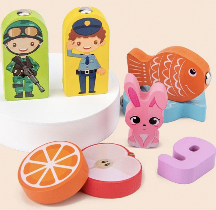 Joc educativ logaritmic Montessori din lemn in limba Romana 7 in 1, multicolor [8]