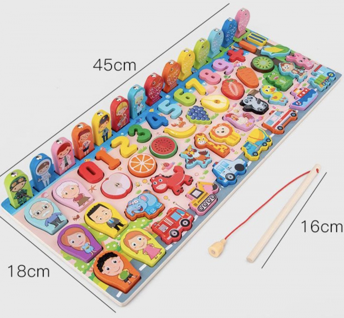 Joc educativ logaritmic Montessori din lemn in limba Romana 7 in 1, multicolor [11]