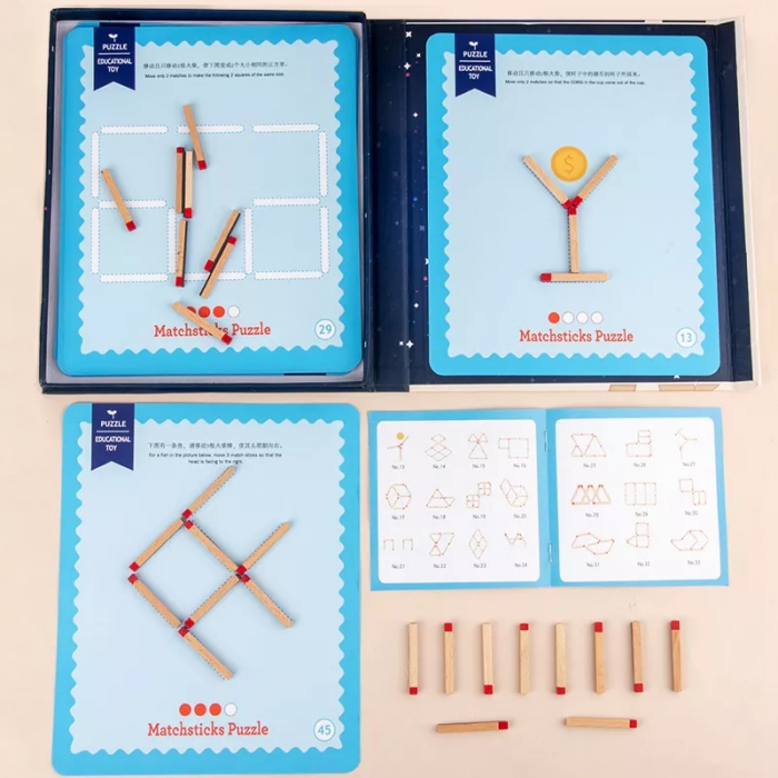 Joc educativ magnetic cu betisoare Matchsticks Puzzle, multicolor [6]
