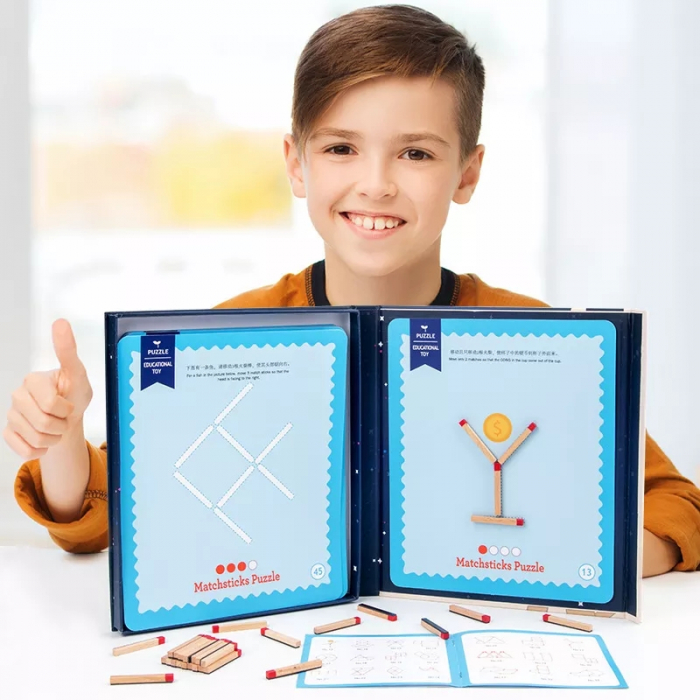 Joc educativ magnetic cu betisoare Matchsticks Puzzle, multicolor [4]