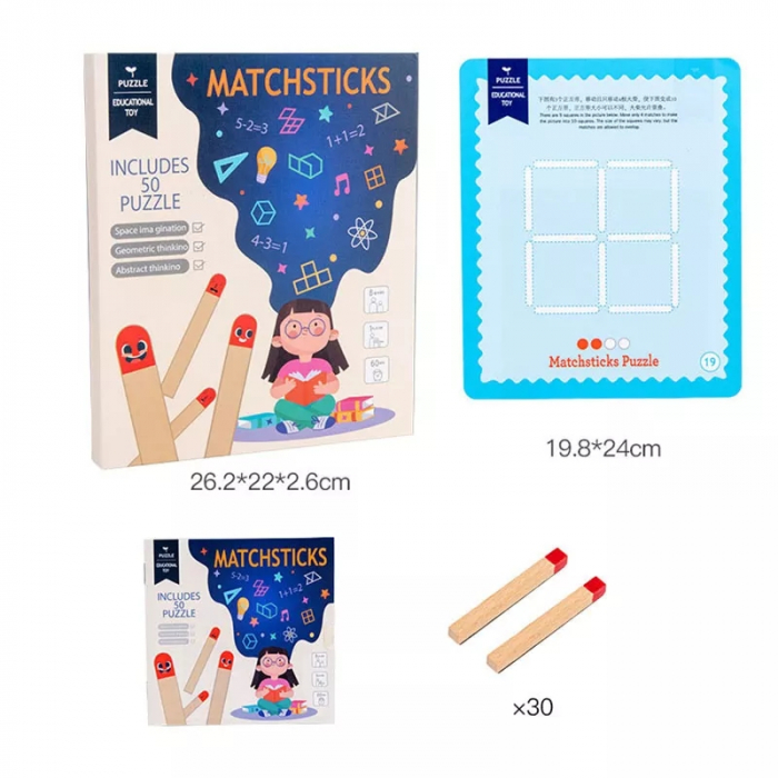 Joc educativ magnetic cu betisoare Matchsticks Puzzle, multicolor [10]