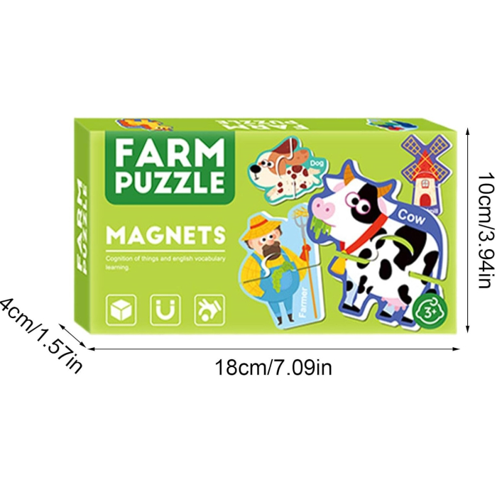 Joc educativ Magnetic Ferma Animalelor, 17 piese, verde [4]