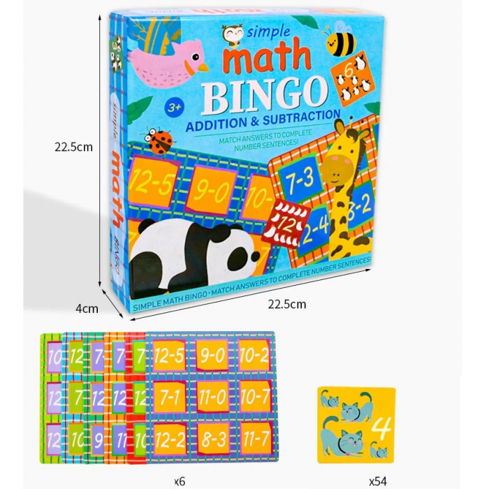 Joc educativ Matematic Bingo Simple Math, Invata adunari si scaderi [6]