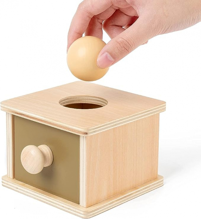 Joc educativ Montessori Cutia Permanentei cu sertar si bila, multicolor [2]