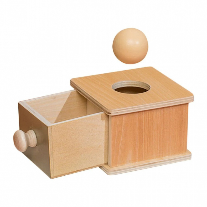Joc educativ Montessori Cutia Permanentei cu sertar si bila, multicolor [1]