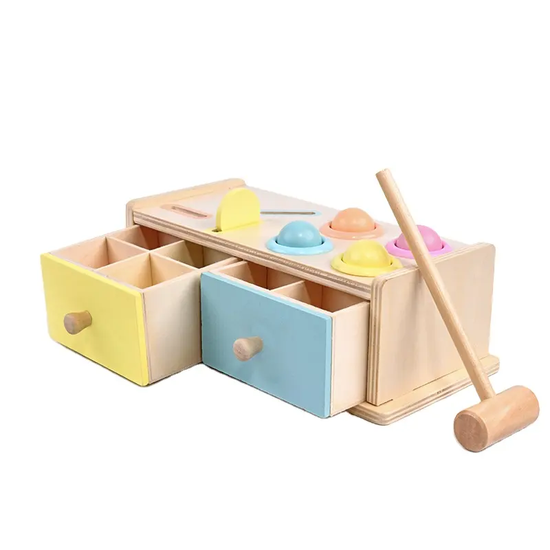 Joc educativ Montessori Cutia Permanentei cu sertare si ciocanel, multicolor [6]