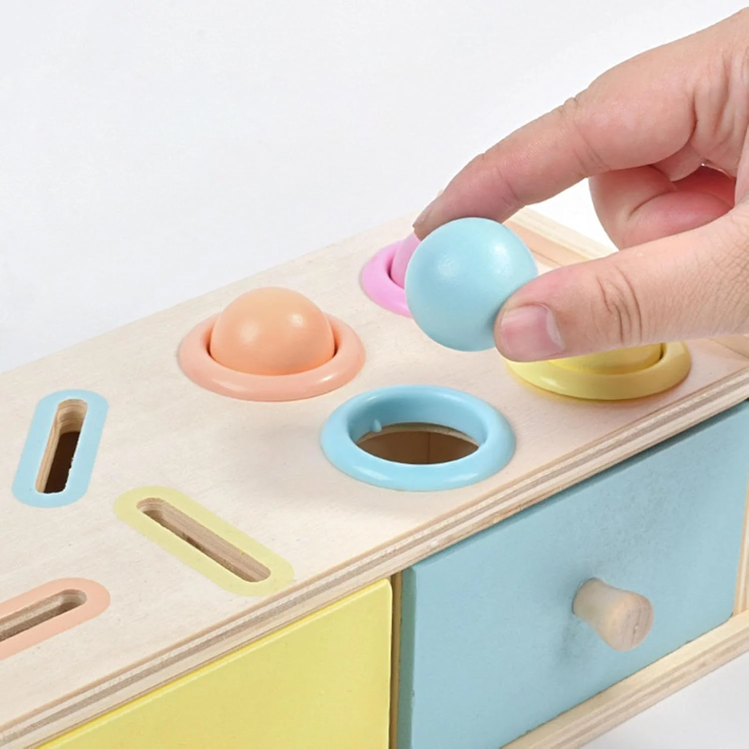 Joc educativ Montessori Cutia Permanentei cu sertare si ciocanel, multicolor [4]