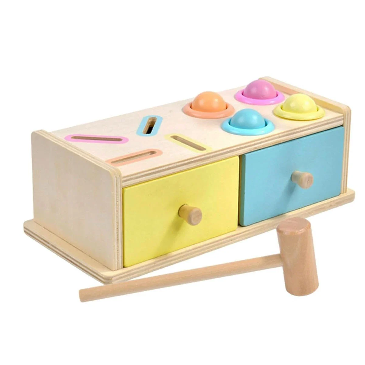 Joc educativ Montessori Cutia Permanentei cu sertare si ciocanel, multicolor [1]