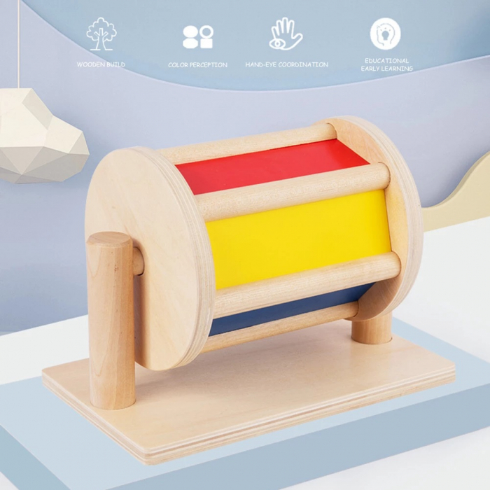 Joc educativ Montessori Tambur Curcubeu cu clopotei, multicolor [3]