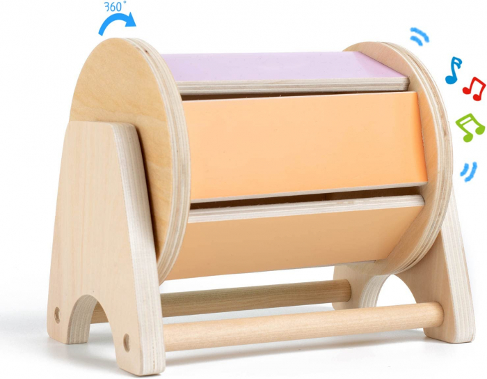 Joc educativ Montessori Tambur Pastel cu clopotei, multicolor [2]