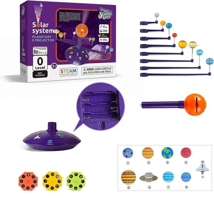 Joc educativ Sistemul Solar cu proiector Science Can, multicolor [6]
