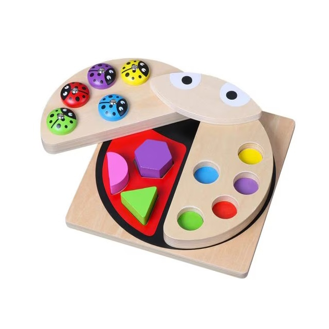 Joc lemn Montessori 2 in 1pescuit magnetic si sortare forme Gargarita, multicolor [3]