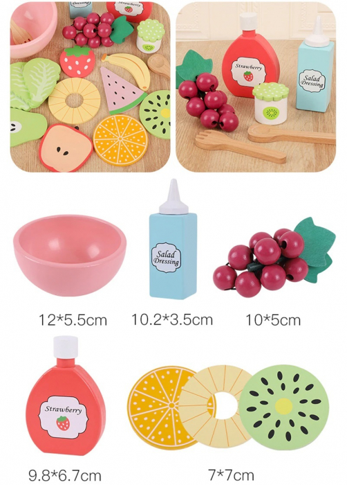 Joc lemn Salate de Fructe Fresh Fruit Salad, 18 piese, multicolor [3]