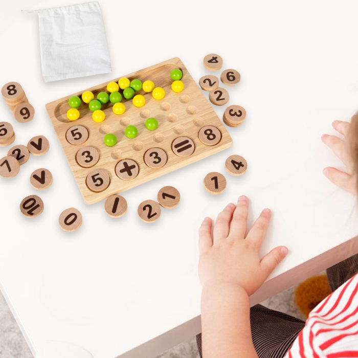 Joc Matematic din Lemn, Adunare si Scadere cu bile si jetoane, multicolor [6]