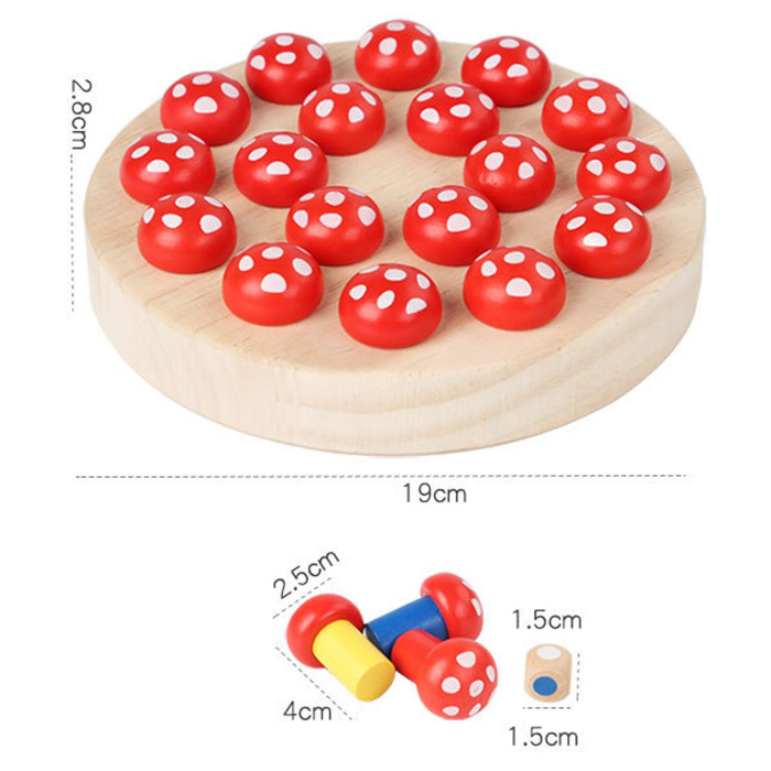 Joc memorie din lemn Memory Chess Ciuperci, multicolor [5]